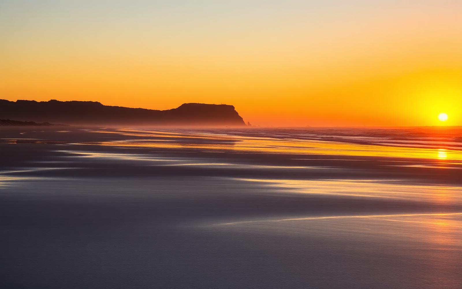 Sunset over the long beach of Zahara de los Atunes