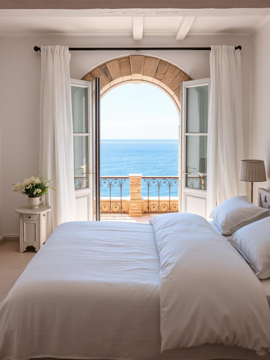 Bedroom of MIA Fuengirola with sea-facing balcony