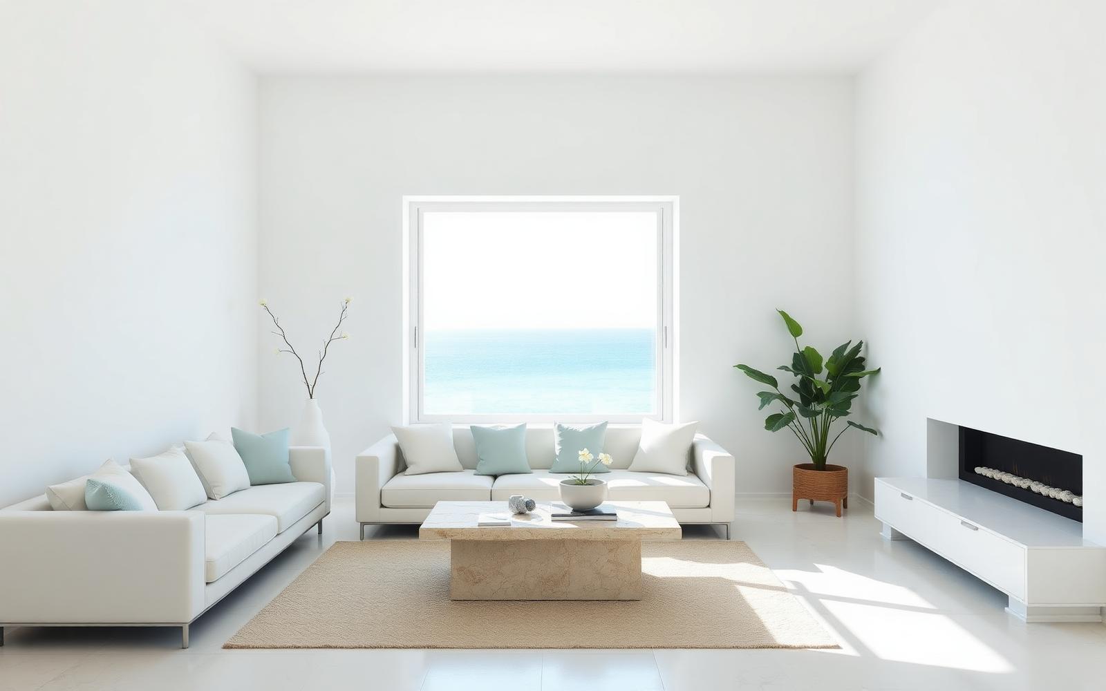 Living room of MIA Fuengirola open to the Mediterranean