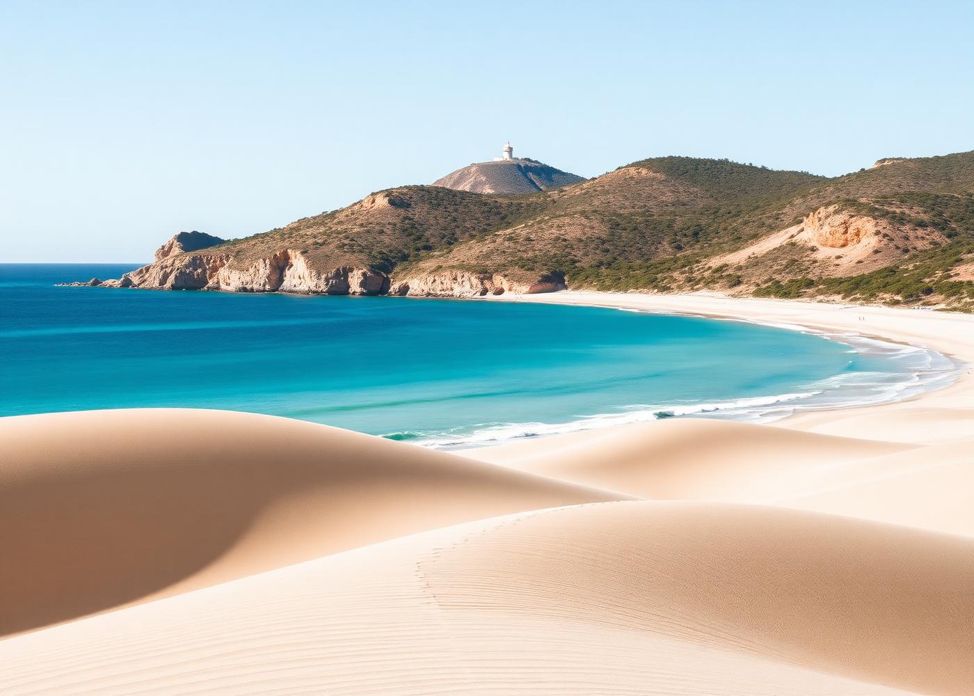 Dunes and turquoise water on the Bolonia coast